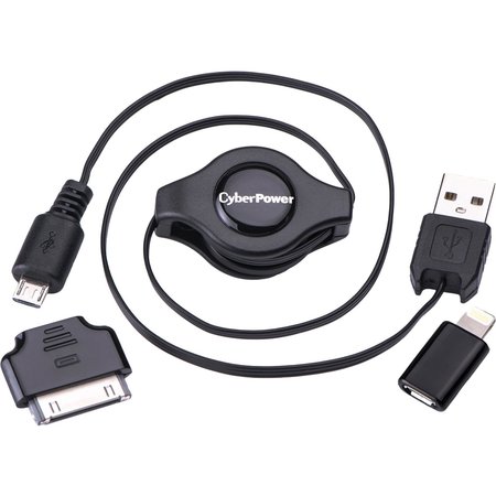 CYBERPOWER The Cyberpower Idevice Usb Cable Kit Contains 3 Pieces; A Retractable CPU3RTAKT